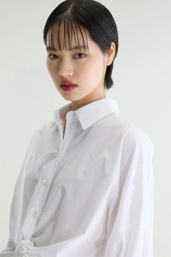 Chemise blanche en popeline à nouer BELLEROSE | Marine