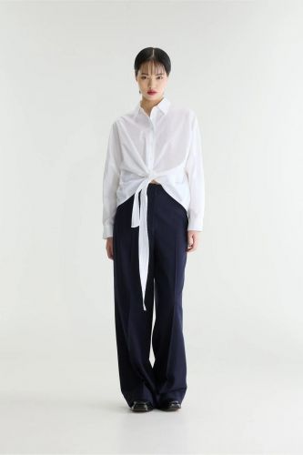 Chemise blanche en popeline à nouer BELLEROSE | Marine