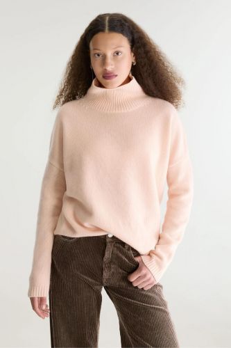 Pull col cheminée rose doux BELLEROSE | Marine
