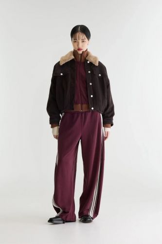 Veste denim marron à col en fausse fourrure BELLEROSE | Marine