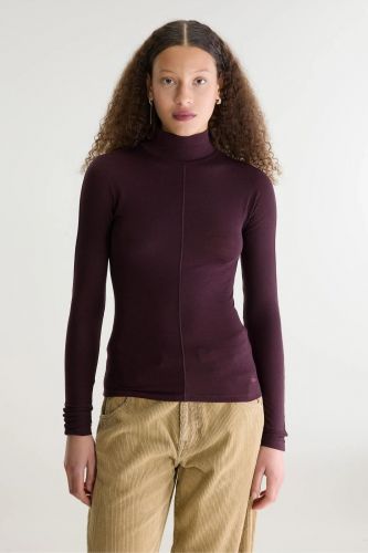 Pull fin col roulé bordeaux BELLEROSE | Marine