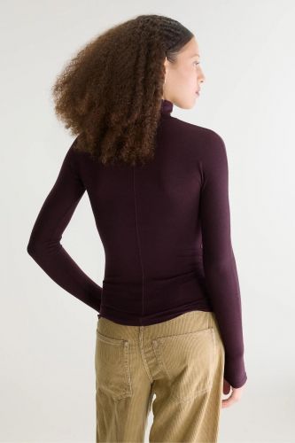 Pull fin col roulé bordeaux BELLEROSE | Marine
