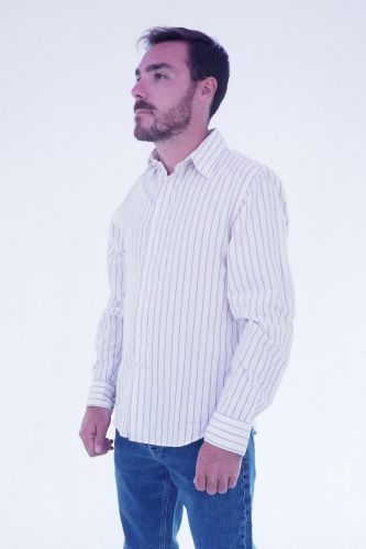 Chemise écru rayures bleu BELLEROSE | Marine