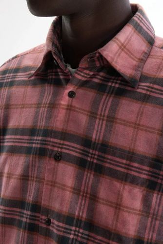 Chemise à carreaux roses, marron et noirs BELLEROSE | Marine Auvelais 