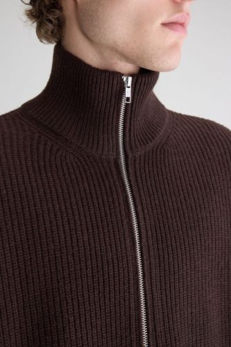 Cardigan col montant laine de mérinos marron BELLEROSE | MARINE Auvelais