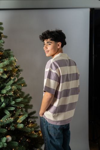 Polo rugby manches courtes beige et lila BELLEROSE | Marine