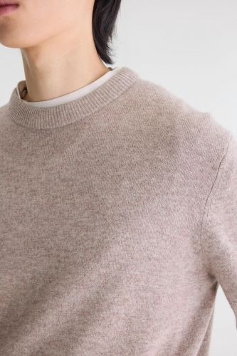 Pull col rond laine de coton beige BELLEROSE | MARINE Auvelais