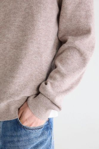 Pull col rond laine de coton beige BELLEROSE | MARINE Auvelais