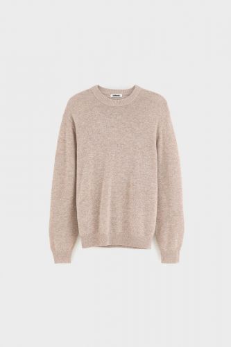 Pull col rond laine de coton beige BELLEROSE | MARINE Auvelais