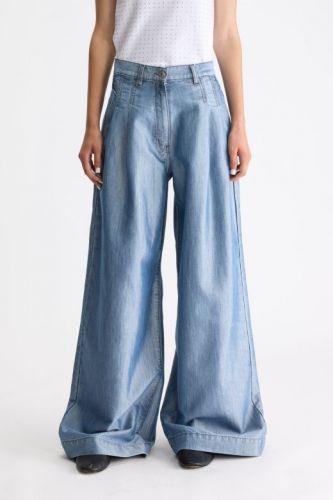 Bellerose pantalon Jeans femmes (Jeans large avec pinces coated effet bri - POP avec pinces) - Marine | Much more than shoes