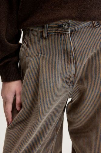 Bellerose pantalon Beige femmes (Jeans stripes bleu/camel 100% coton - POPS bleu/beige) - Marine | Much more than shoes