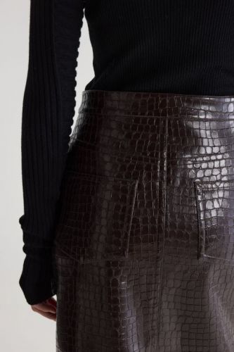 Jupe midi crayon marron crocco BELLEROSE | MARINE Auvelais