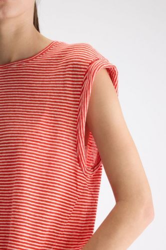 Bellerose tee-Shirt Blanc/rouge femmes (Maille de lin lignée rouge - VLYN) - Marine | Much more than shoes