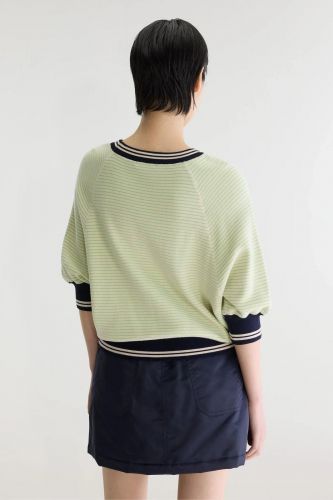 Pull rayé vert et écru coupe oversize BELLEROSE | Marine