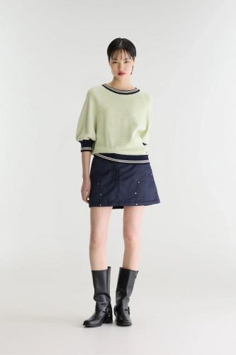Pull rayé vert et écru coupe oversize BELLEROSE | Marine