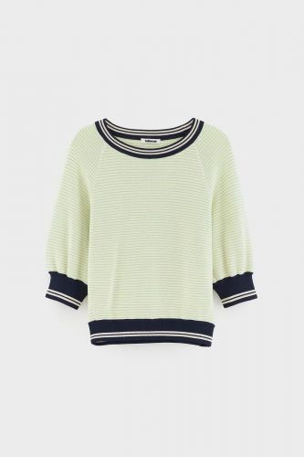 Pull rayé vert et écru coupe oversize BELLEROSE | Marine