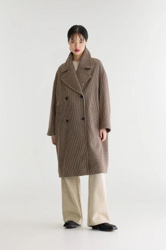 Manteau oversize en pied-de-poule BELLEROSE | Marine