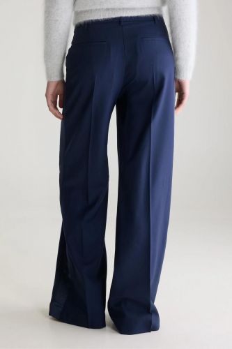 Pantalon tailleur en laine bleu marine avec bande satinée BELLEROSE | Marine