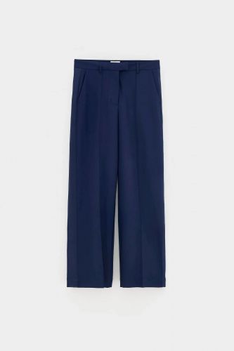 Pantalon tailleur en laine bleu marine avec bande satinée BELLEROSE | Marine