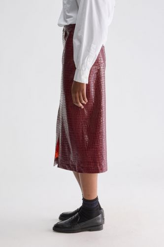 Jupe crayon bordeaux effet croco BELLEROSE | Marine