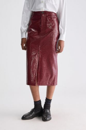 Jupe crayon bordeaux effet croco BELLEROSE | Marine