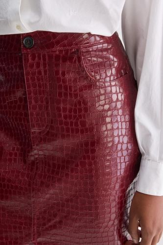 Jupe crayon bordeaux effet croco BELLEROSE | Marine