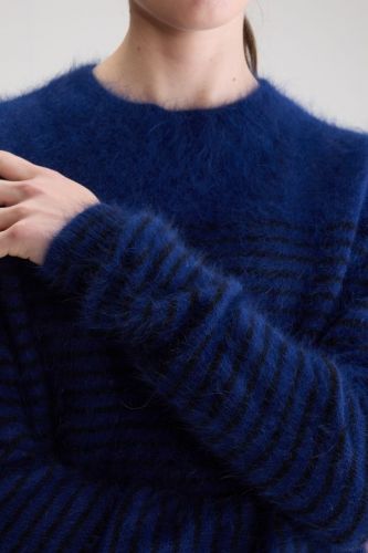 Pull col rond bleu ligné BELLEROSE | MARINE Auvelais