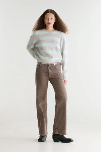 Pull oversize à rayures gris et turquoise BELLEROSE | Marine