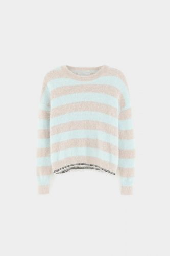 Pull oversize à rayures gris et turquoise BELLEROSE | Marine