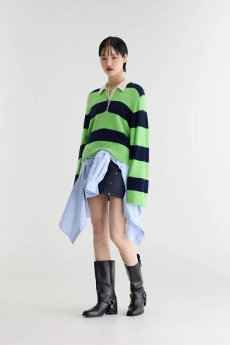 Polo style rugby vert fluo et bleu BELLEROSE | Marine
