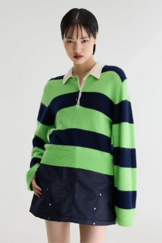 Polo style rugby vert fluo et bleu BELLEROSE | Marine