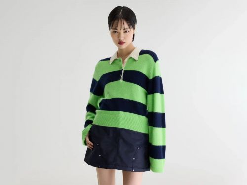 Polo style rugby vert fluo et bleu BELLEROSE | Marine