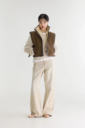 Veste sans manches réversible en sherpa et nubuck marron BELLEROSE | Marine