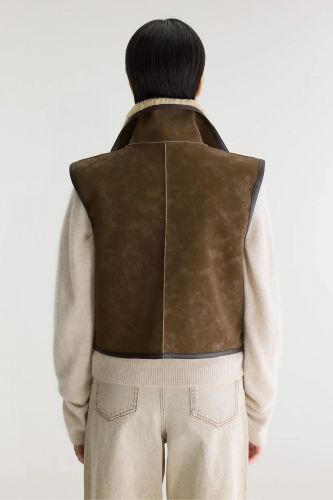 Veste sans manches réversible en sherpa et nubuck marron BELLEROSE | Marine