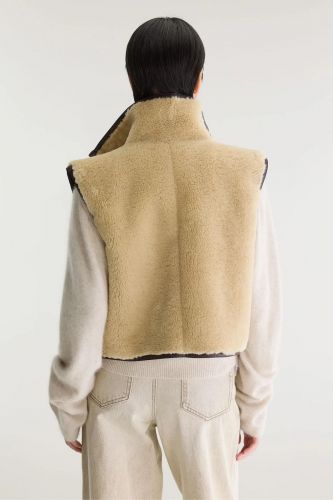 Veste sans manches réversible en sherpa et nubuck marron BELLEROSE | Marine