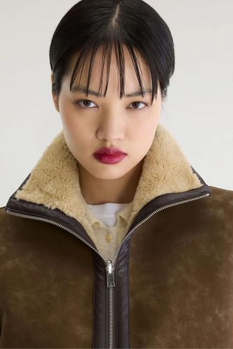 Veste sans manches réversible en sherpa et nubuck marron BELLEROSE | Marine