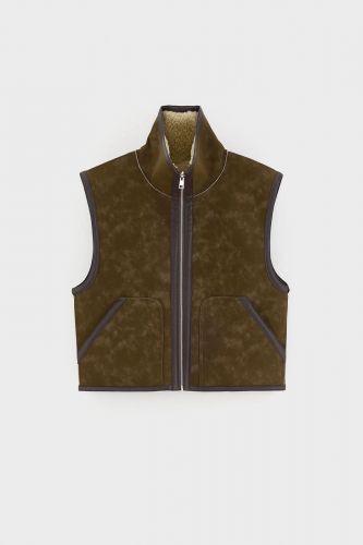 Veste sans manches réversible en sherpa et nubuck marron BELLEROSE | Marine