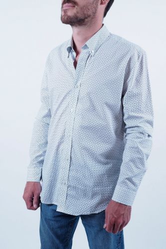 Chemise blanche à petits motifs bleus BEN SHERMAN | Marine