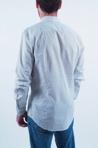 Chemise blanche à petits motifs bleus BEN SHERMAN | Marine