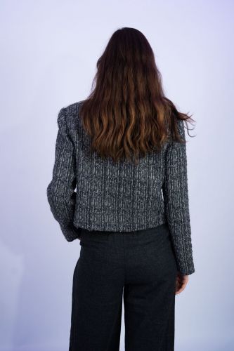 Veste courte en tweed grise BERENICE | Marine