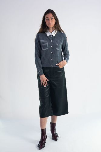 Berenice cardigan Gris femmes (cardigan trompe l'oeil avec col chemise - MYRNA cardigan gris) - Marine | Much more than shoes