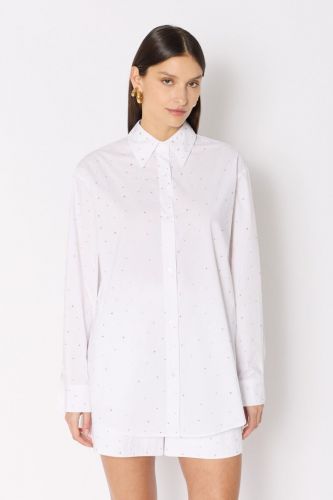 Chemise blanche avec strass Bérénice | Marine