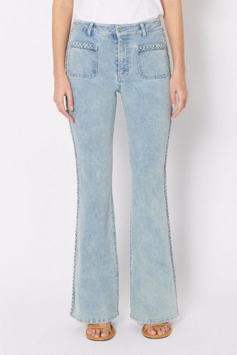 Jean évasé en denim stretch Bérénice | Marine
