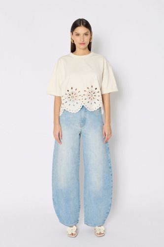 T-shirt blanc avec broderie Bérénice | Marine