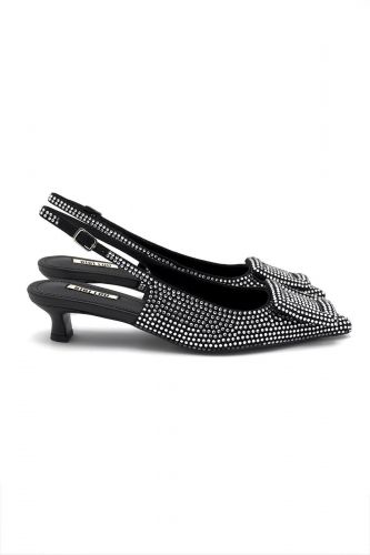 Bibilou slingback Argent femmes (Arrière ouvert mini talon Kitten strass - 692 tout strass) - Marine | Much more than shoes