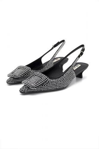 Bibilou slingback Argent femmes (Arrière ouvert mini talon Kitten strass - 692 tout strass) - Marine | Much more than shoes