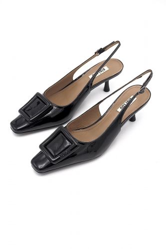 Bibilou slingback Noir femmes (Arrière ouvert petit talon Kitten  - 614 noir) - Marine | Much more than shoes