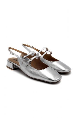 Bibilou Ballerines Argent femmes (Ballerine petit talon double bride - 678 ballerine double bride) - Marine | Much more than shoes