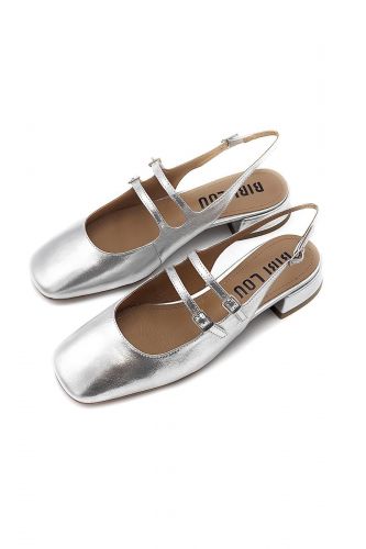 Bibilou Ballerines Argent femmes (Ballerine petit talon double bride - 678 ballerine double bride) - Marine | Much more than shoes