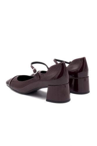 Ballerine vernie bordeaux à petit talon BIBILOU | Marine